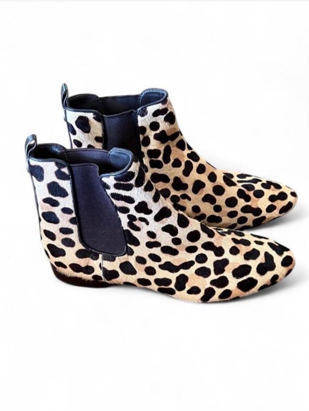 Tory Burch Orsay Calf Hair Chelsea Boots, leopard-print dyed calf-hair upper. 7